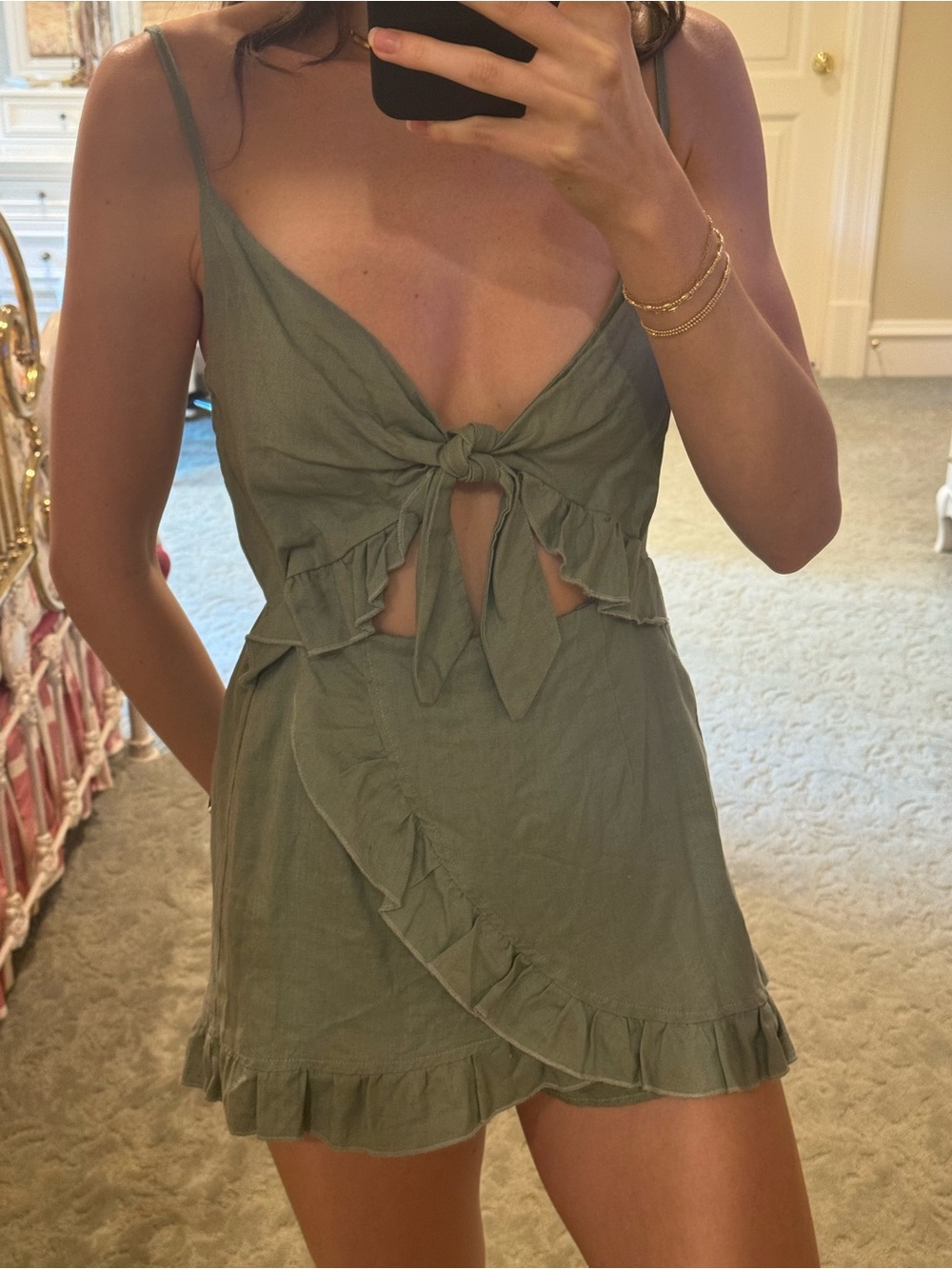 Ruffle Tie-Front Romper